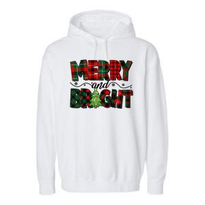 Christmas Merry And Bright Red And Green Patterns Garment-Dyed Fleece Hoodie