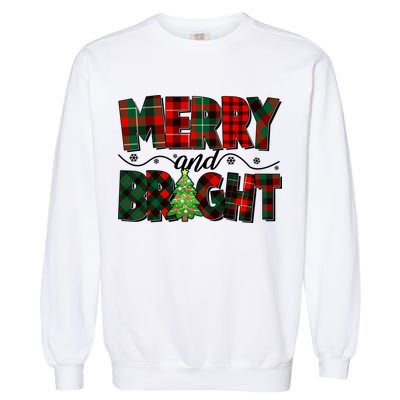 Christmas Merry And Bright Red And Green Patterns Garment-Dyed Sweatshirt