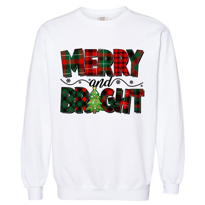 Christmas Merry And Bright Red And Green Patterns Garment-Dyed Sweatshirt