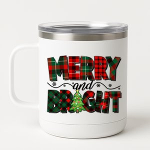 Christmas Merry And Bright Red And Green Patterns 12 oz Stainless Steel Tumbler Cup