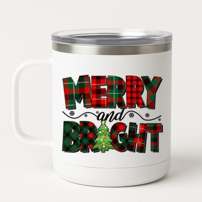 Christmas Merry And Bright Red And Green Patterns 12 oz Stainless Steel Tumbler Cup