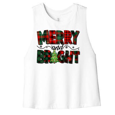 Christmas Merry And Bright Red And Green Patterns Women's Racerback Cropped Tank