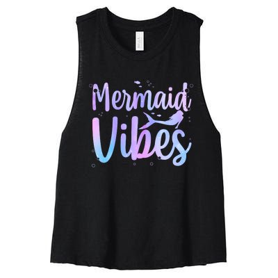 Cute Mermaid Art For Women Girl Sea Creature Mermaid Lover Women's Racerback Cropped Tank