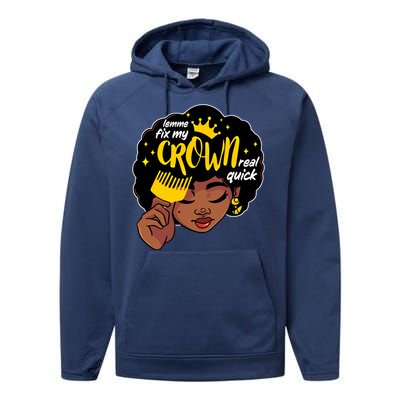 Crown Melanin African Black History Queen Black Magic Gift Performance Fleece Hoodie