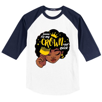 Crown Melanin African Black History Queen Black Magic Gift Baseball Sleeve Shirt