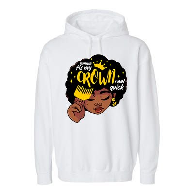 Crown Melanin African Black History Queen Black Magic Gift Garment-Dyed Fleece Hoodie