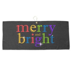 Colorful Merry And Bright Christmas Large Microfiber Waffle Golf Towel