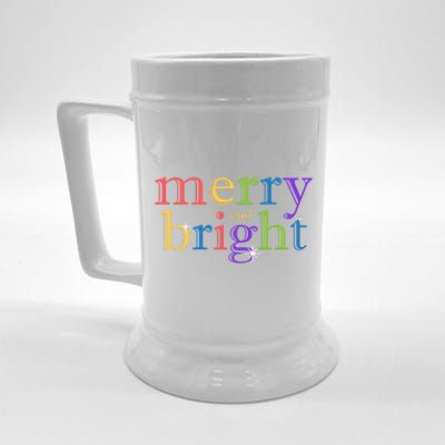 Colorful Merry And Bright Christmas Beer Stein