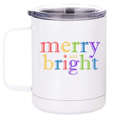 Colorful Merry And Bright Christmas 12 oz Stainless Steel Tumbler Cup