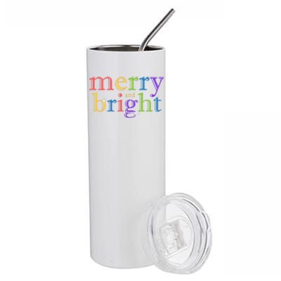 Colorful Merry And Bright Christmas Stainless Steel Tumbler