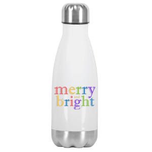 Colorful Merry And Bright Christmas Stainless Steel Insulated Water Bottle