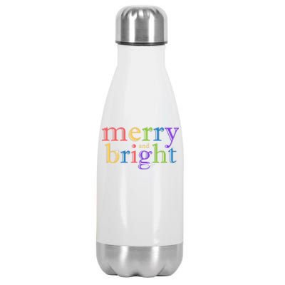 Colorful Merry And Bright Christmas Stainless Steel Insulated Water Bottle