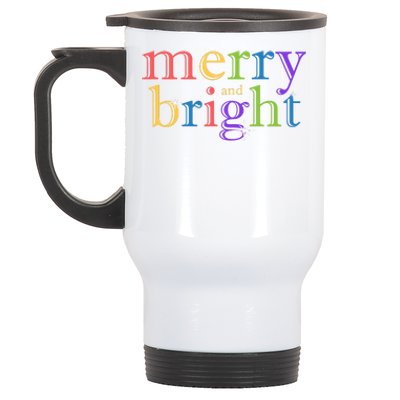 Colorful Merry And Bright Christmas Stainless Steel Travel Mug