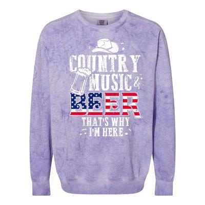 Country Music And Beer That's Why I'm Here Colorblast Crewneck Sweatshirt