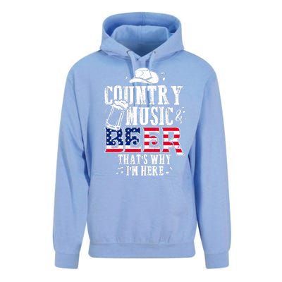 Country Music And Beer That's Why I'm Here Unisex Surf Hoodie