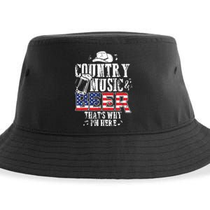 Country Music And Beer Thats Why Im Here Funny Sustainable Bucket Hat