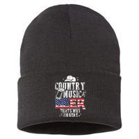 Country Music And Beer Thats Why Im Here Funny Sustainable Knit Beanie