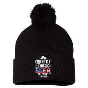 Country Music And Beer Thats Why Im Here Funny Pom Pom 12in Knit Beanie