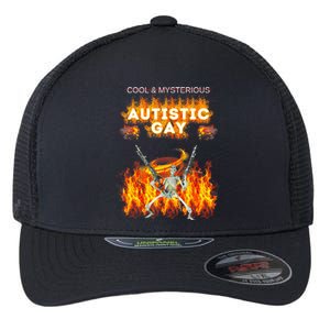 Cool Mysterious Autistic Gay Funny Hard Skeleton Meme Gen Z Flexfit Unipanel Trucker Cap