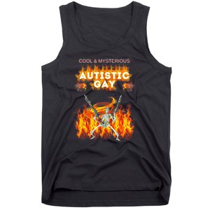 Cool Mysterious Autistic Gay Funny Hard Skeleton Meme Gen Z Tank Top