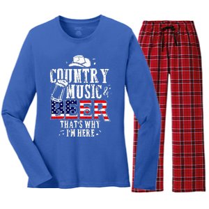 Country Music And Beer ThatS Why IM Here Women's Long Sleeve Flannel Pajama Set 