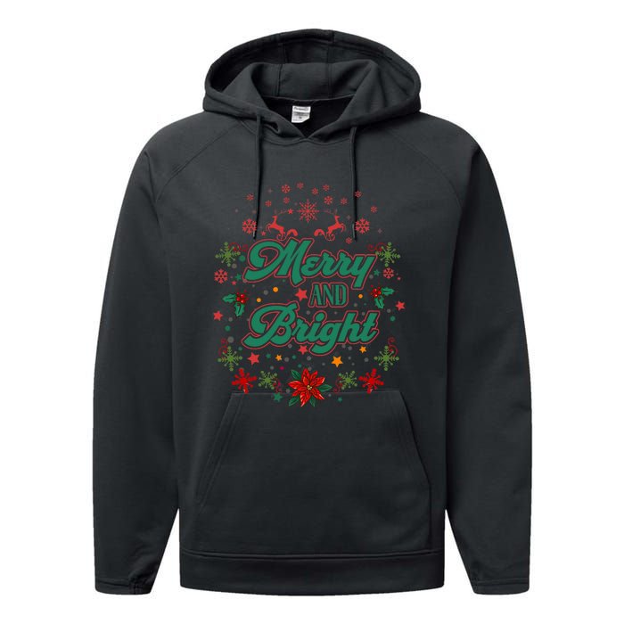 Cute Merry And Bright Christmas Season Performance Fleece Hoodie