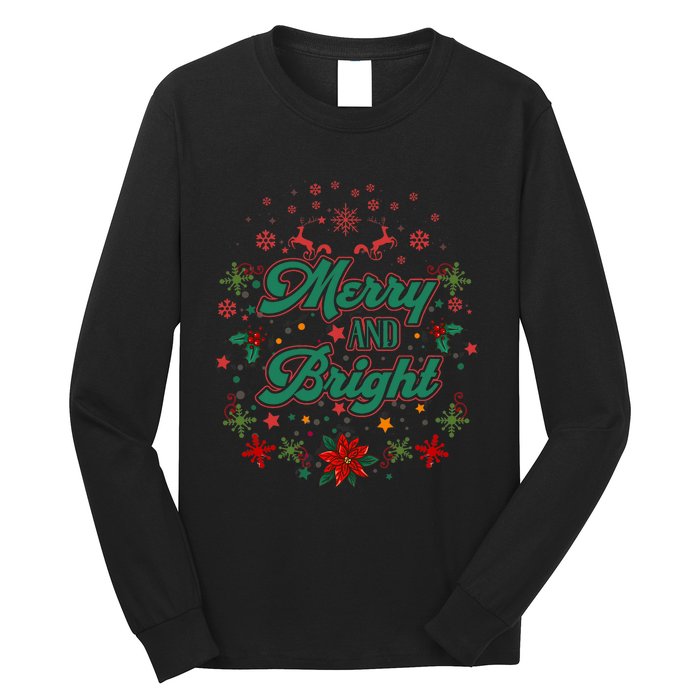 Cute Merry And Bright Christmas Season Long Sleeve Shirt