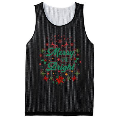 Cute Merry And Bright Christmas Season Mesh Reversible Basketball Jersey Tank