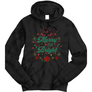 Cute Merry And Bright Christmas Season Tie Dye Hoodie