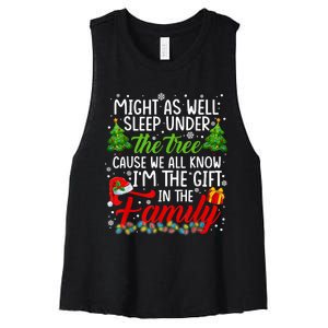 Christmas Might As Well Sleep Under The Tree Women's Racerback Cropped Tank