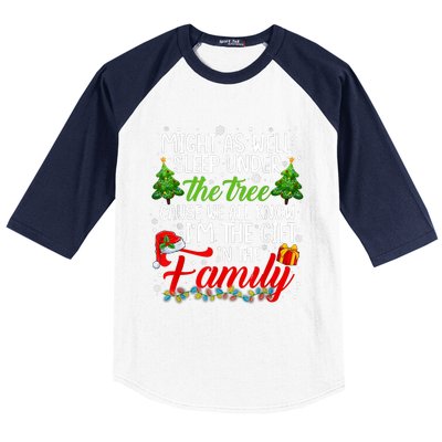 Christmas Might As Well Sleep Under The Tree Baseball Sleeve Shirt