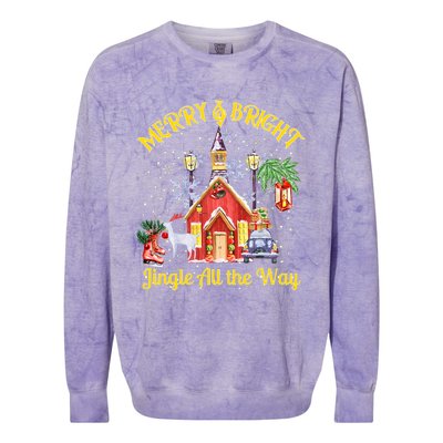 Cute Merry And Bright Jingle All The Way Colorful Christmas Colorblast Crewneck Sweatshirt