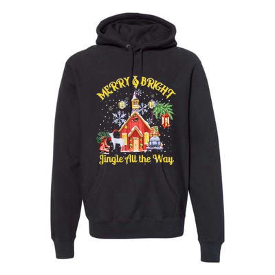 Cute Merry And Bright Jingle All The Way Colorful Christmas Premium Hoodie