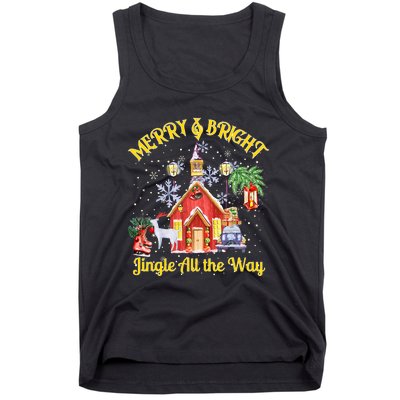 Cute Merry And Bright Jingle All The Way Colorful Christmas Tank Top