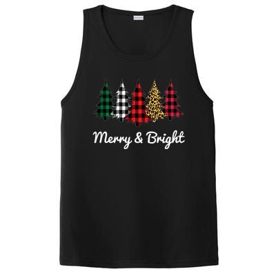 Cute Merry And Bright Leopard Plaid Christmas Tree Long Sleeve PosiCharge Competitor Tank