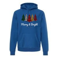 Cute Merry And Bright Leopard Plaid Christmas Tree Long Sleeve Premium Hoodie