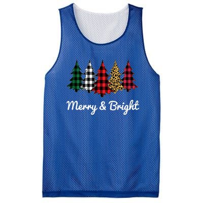 Cute Merry And Bright Leopard Plaid Christmas Tree Long Sleeve Mesh Reversible Basketball Jersey Tank