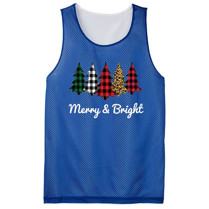 Cute Merry And Bright Leopard Plaid Christmas Tree Long Sleeve Mesh Reversible Basketball Jersey Tank