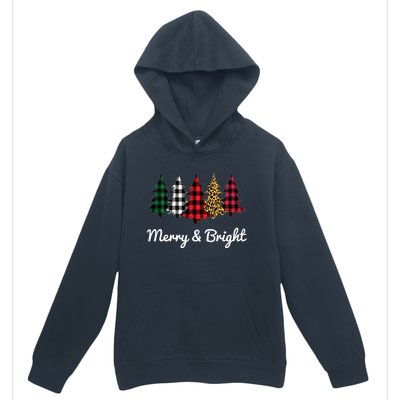 Cute Merry And Bright Leopard Plaid Christmas Tree Long Sleeve Urban Pullover Hoodie