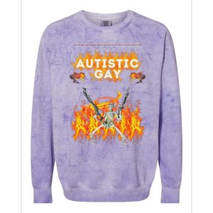 Cool Mysterious Autistic Gay Funny Hard Skeleton Meme Gen Z Colorblast Crewneck Sweatshirt