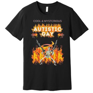 Cool Mysterious Autistic Gay Funny Hard Skeleton Meme Gen Z Premium T-Shirt