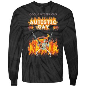 Cool Mysterious Autistic Gay Funny Hard Skeleton Meme Gen Z Tie-Dye Long Sleeve Shirt