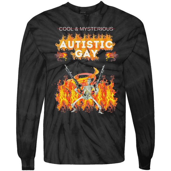 Cool Mysterious Autistic Gay Funny Hard Skeleton Meme Gen Z Tie-Dye Long Sleeve Shirt