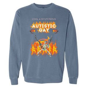 Cool Mysterious Autistic Gay Funny Hard Skeleton Meme Gen Z Garment-Dyed Sweatshirt