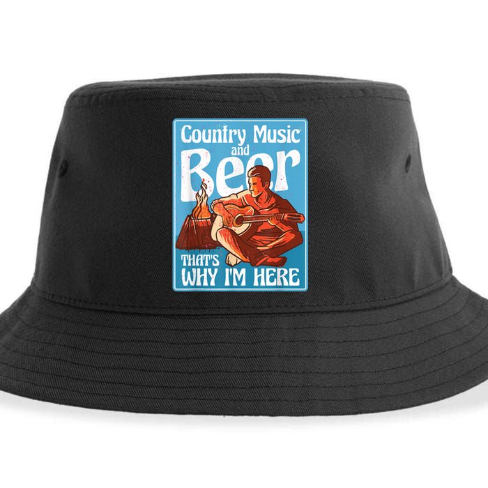 Country Music And Beer That's Why I'm Here Country Music Sustainable Bucket Hat