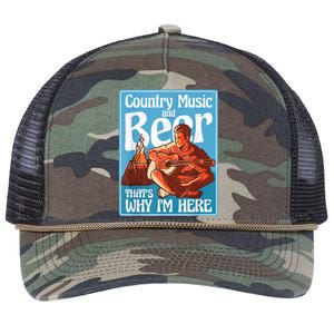 Country Music And Beer That's Why I'm Here Country Music Retro Rope Trucker Hat Cap