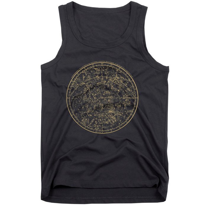 Constellations Map, Astronomy Astrology Mythology Tank Top