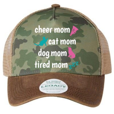 Cheer Mom And Tired Cat And Dog Mama Gift Legacy Tie Dye Trucker Hat