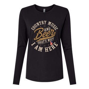 Country Music And Beer ThatS Why IM Here American Flag Womens Cotton Relaxed Long Sleeve T-Shirt