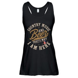 Country Music And Beer ThatS Why IM Here American Flag Ladies Essential Flowy Tank